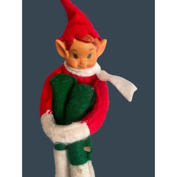 Vintage Midcentury Kneehugger Elf With Rubber Face & Felt Body - Picture 2 of 7